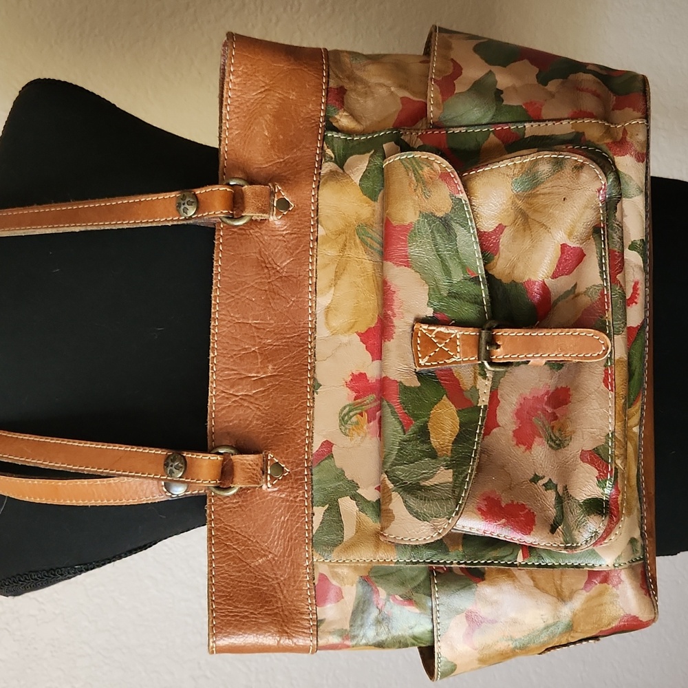 Patricia Nash Floral Shoulder Bag in Brown and Green